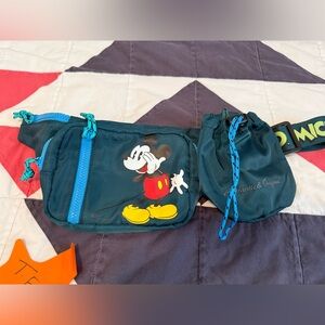Disney Mickey Mouse Teal and Blue Waist Bag with bottle pouch